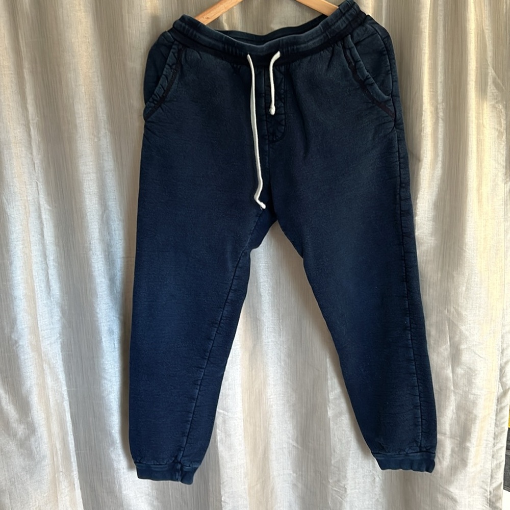 Indigo cotton fleece joggers